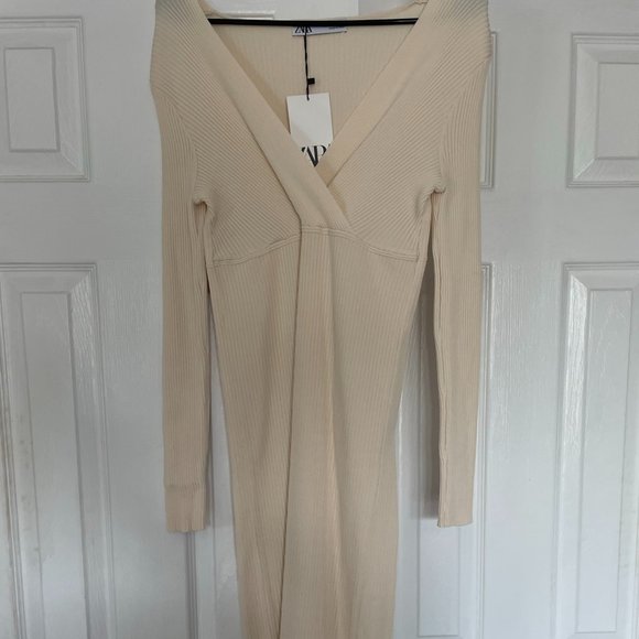 NWT Zara Long Sleeve Midi Knit Dress - Picture 4 of 6